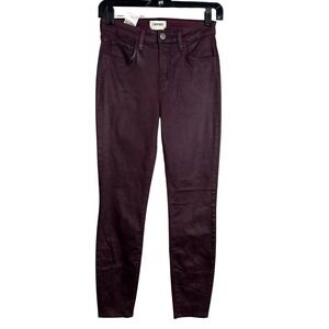 L AGENCE Womens Burgundy Sparkle Skinny Jeans rich wine glitter indie grunge mod